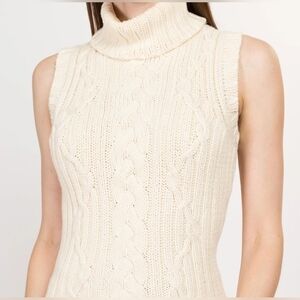 NWOT | Cable Knit Sleeveless Turtleneck Sweater Tank Top | Color: Cream |